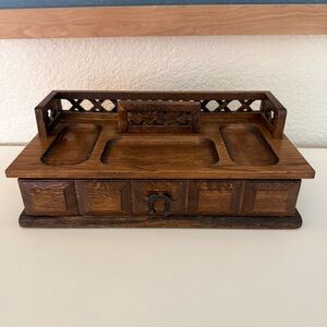 Pat Yoshikawa Vintage Wooden Dresser Valet Jewelry Box Organizer with Drawer